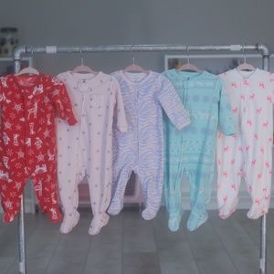 Bundle 5 Fleece Pajamas for Baby - Size 6 Months